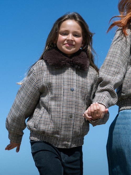Oversized jas van imitatiewolstof met afneembare bontkraag - Kiabi