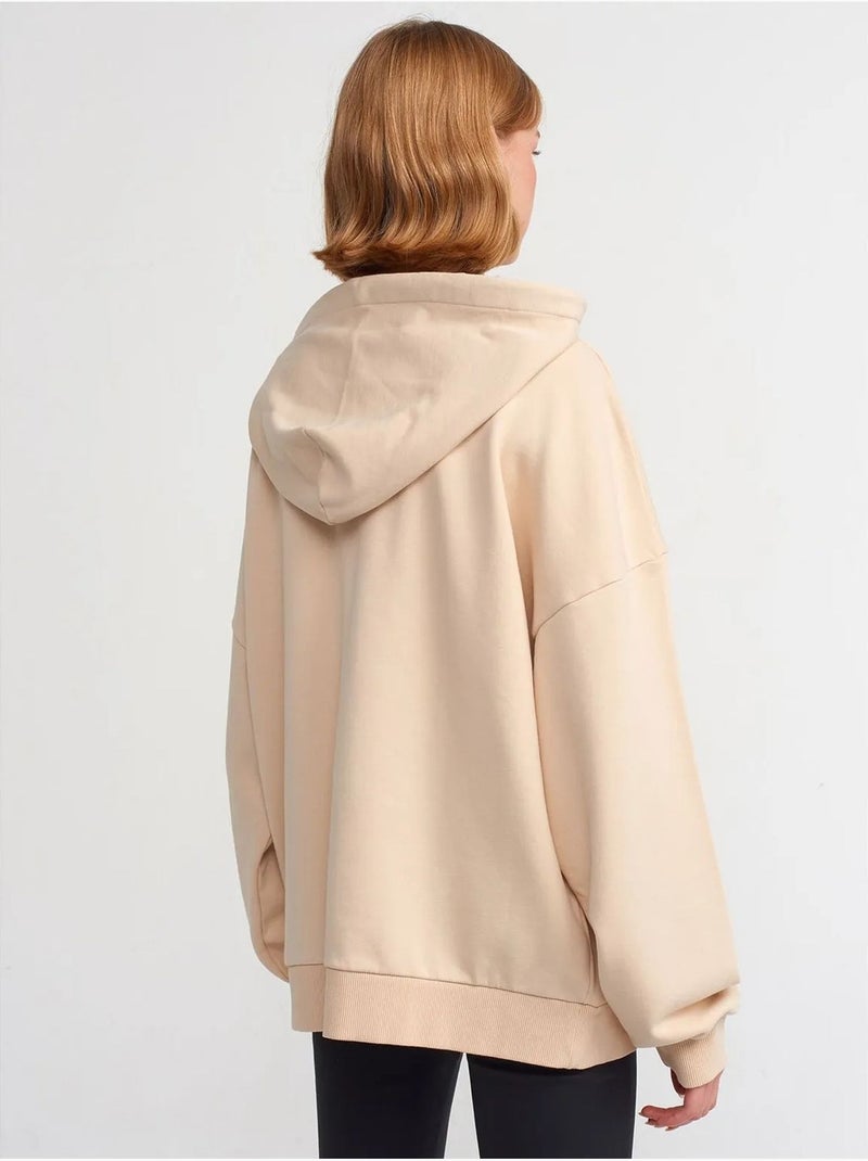 Oversized katoenen hoodie dilvin Klei-beige - Kiabi