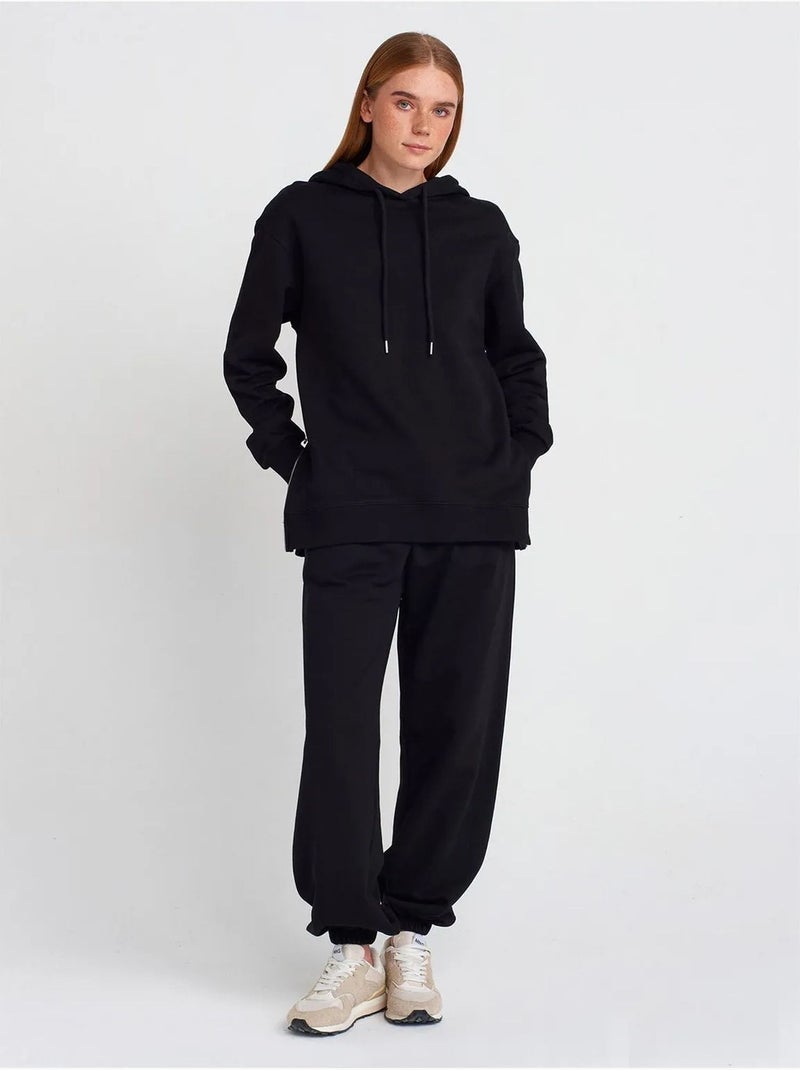 Oversized katoenen hoodie met rits dilvin Zwart - Kiabi
