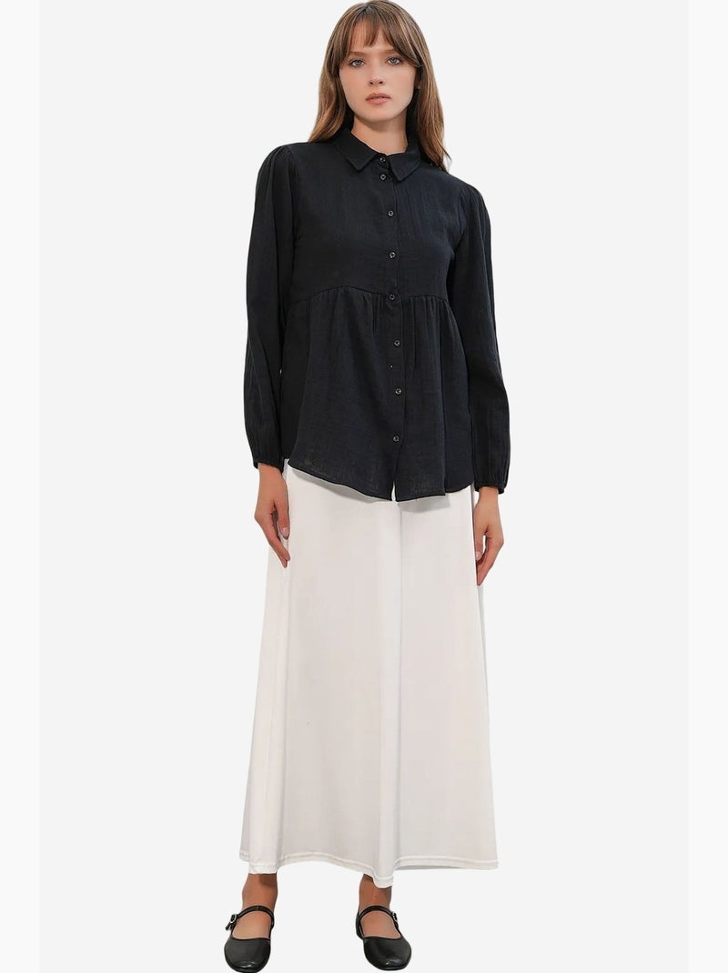 Oversized katoenen overhemd met lange mouwen bdart Zwart - Kiabi