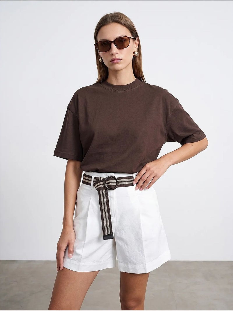 Oversized katoenen t-shirt met ronde hals dilvin Bruin - Kiabi