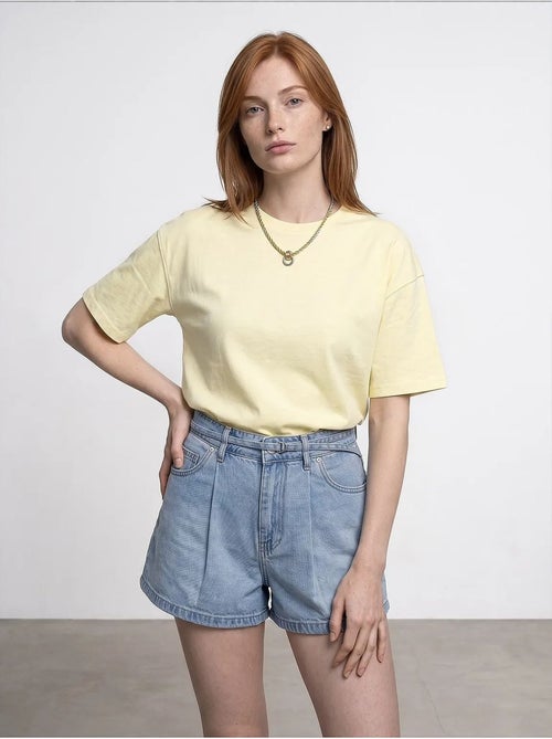 Oversized katoenen t-shirt met ronde hals dilvin - Kiabi