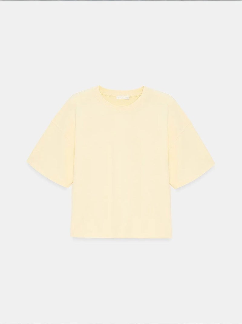 Oversized katoenen t-shirt met ronde hals dilvin Citroengeel - Kiabi