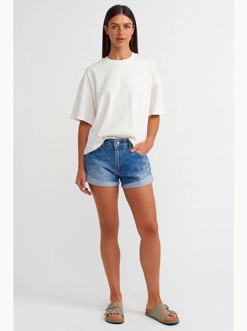 Oversized katoenen t-shirt met ronde hals dilvin Ecru - Kiabi