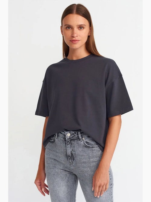 Oversized katoenen t-shirt met ronde hals dilvin - Kiabi