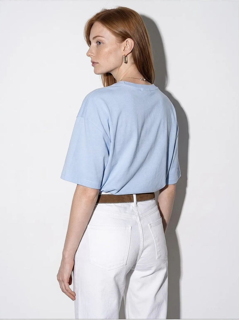 Oversized katoenen t-shirt met ronde hals dilvin Hemelsblauw - Kiabi