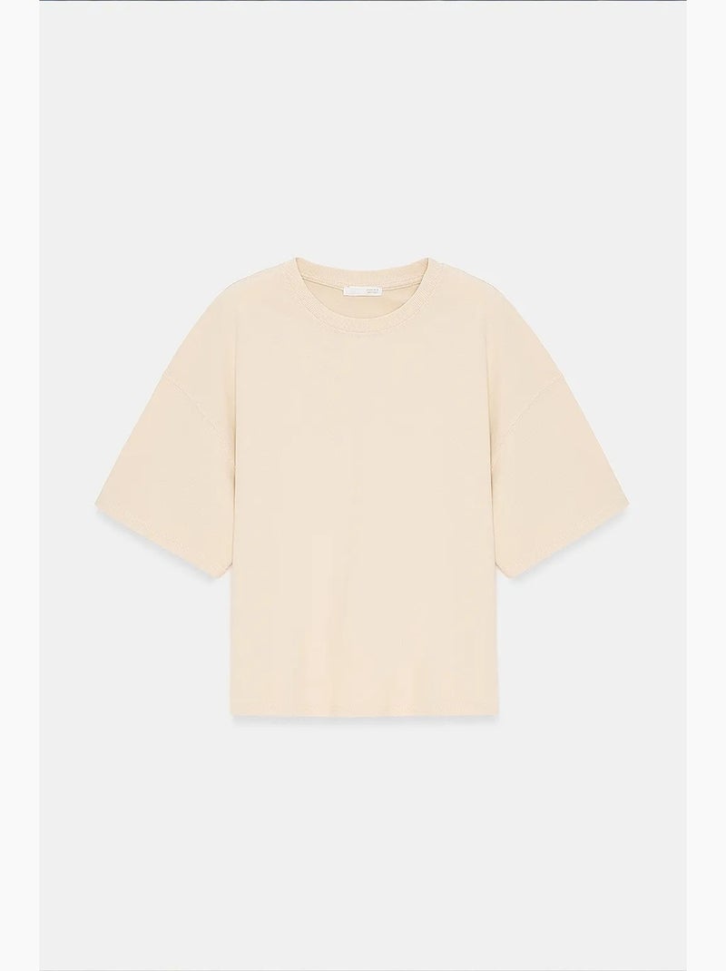 Oversized katoenen t-shirt met ronde hals dilvin Klei-beige - Kiabi