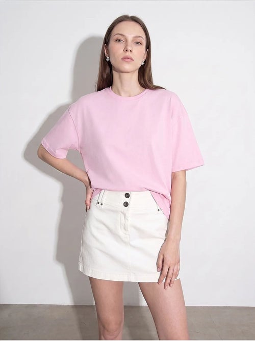 Oversized katoenen t-shirt met ronde hals dilvin - Kiabi