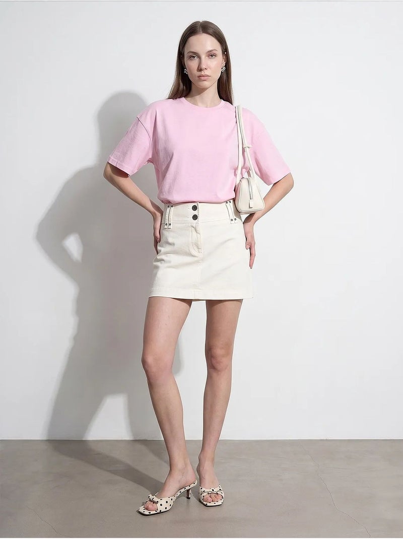 Oversized katoenen t-shirt met ronde hals dilvin Lichtroze - Kiabi