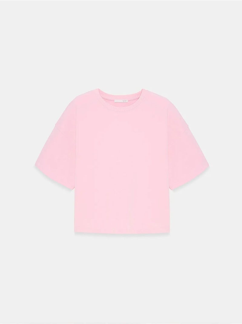 Oversized katoenen t-shirt met ronde hals dilvin Lichtroze - Kiabi