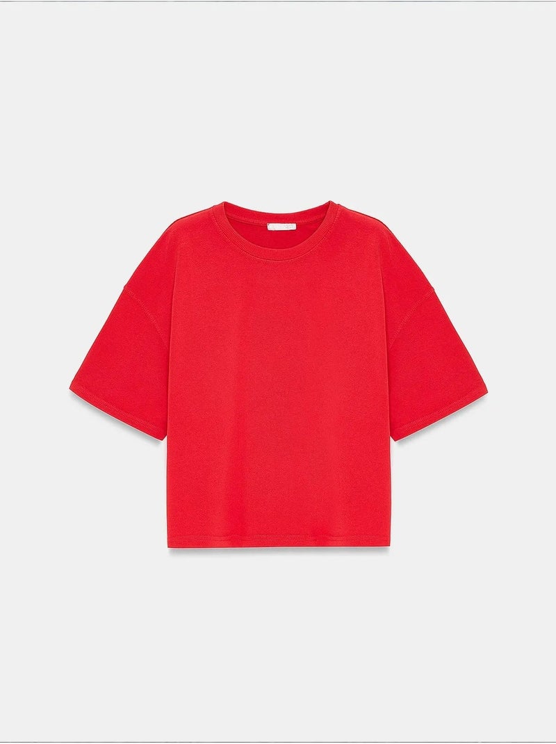Oversized katoenen t-shirt met ronde hals dilvin Rood - Kiabi