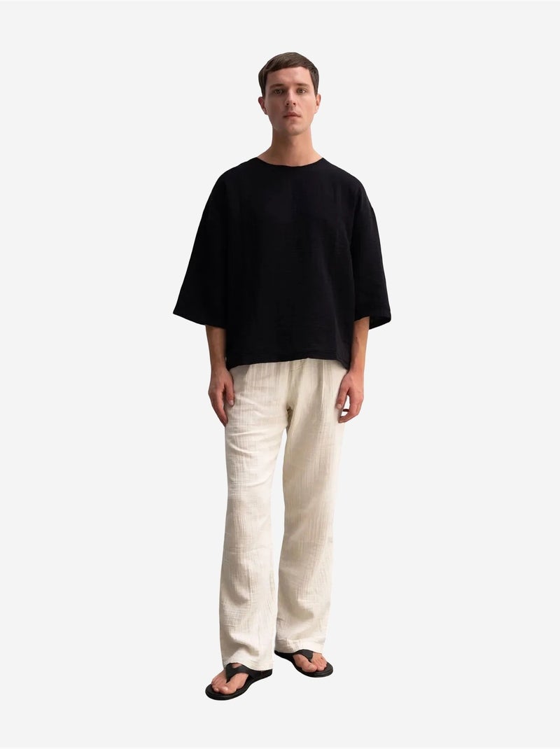 Oversized katoenen t-shirt met ronde hals giesto Zwart - Kiabi
