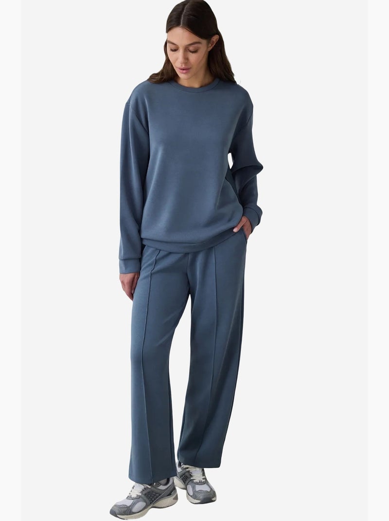 Oversized korte modal sweatshirt met ronde hals penti Blauw - Kiabi