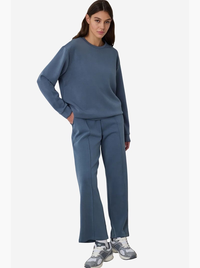Oversized korte modal sweatshirt met ronde hals penti Blauw - Kiabi