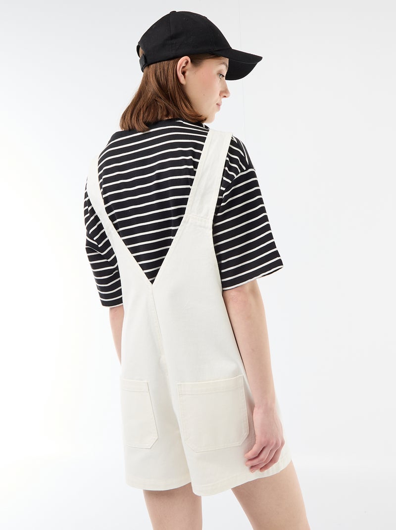 Oversized korte tuinbroek Wit - Kiabi