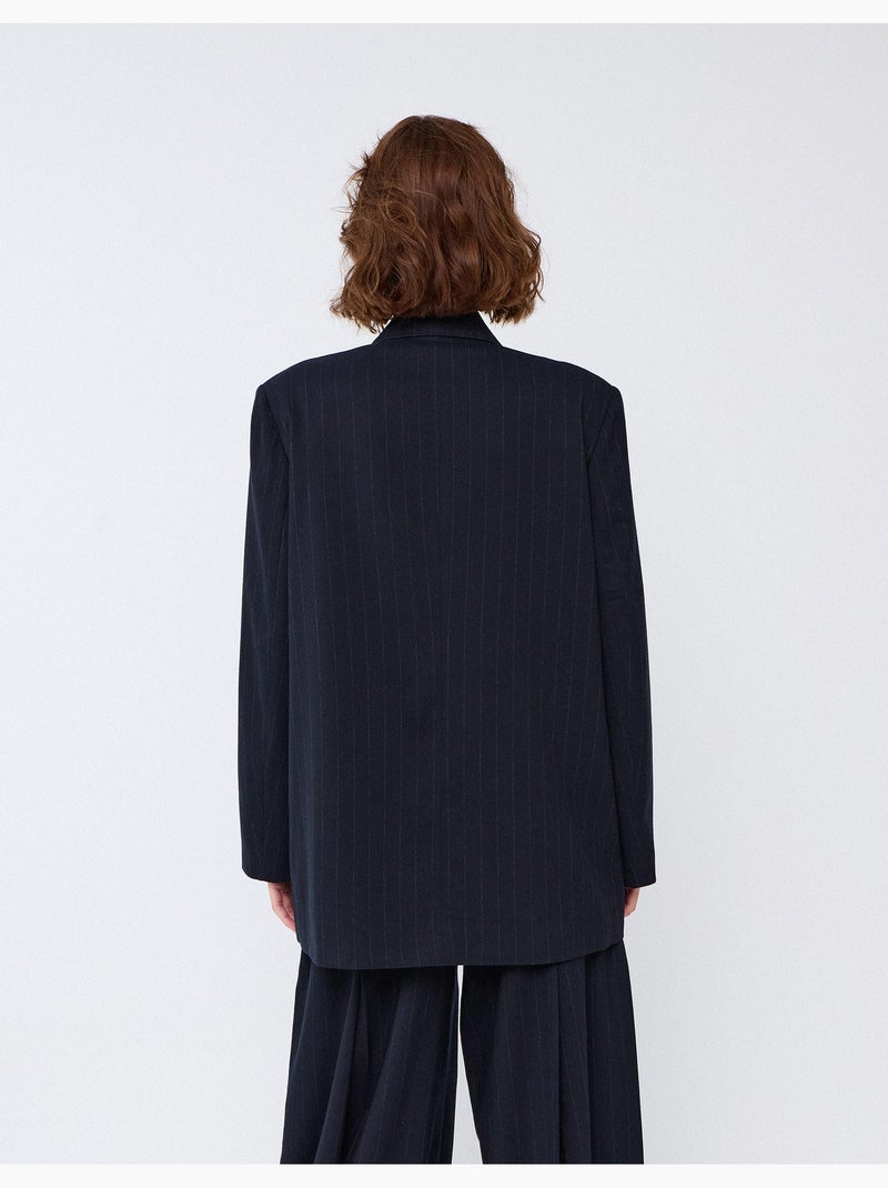 Oversized krijtstreepblazer, mo fashion Blauw - Kiabi