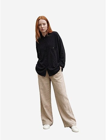 Oversized lang overhemd van linnenmix met lange mouwen my fashion