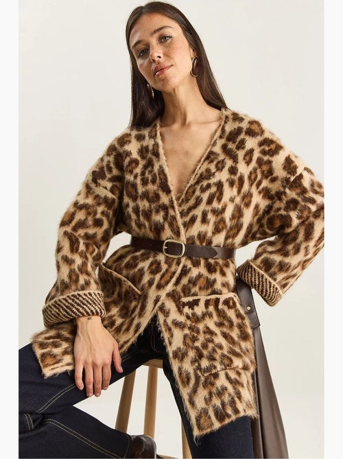 Oversized lang vest met luipaardprint en zakken lucci - Kiabi