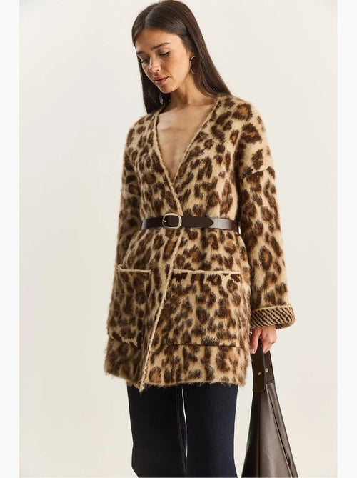 Oversized lang vest met luipaardprint en zakken lucci - Kiabi