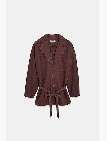 Oversized lange jas met ceintuur dilvin