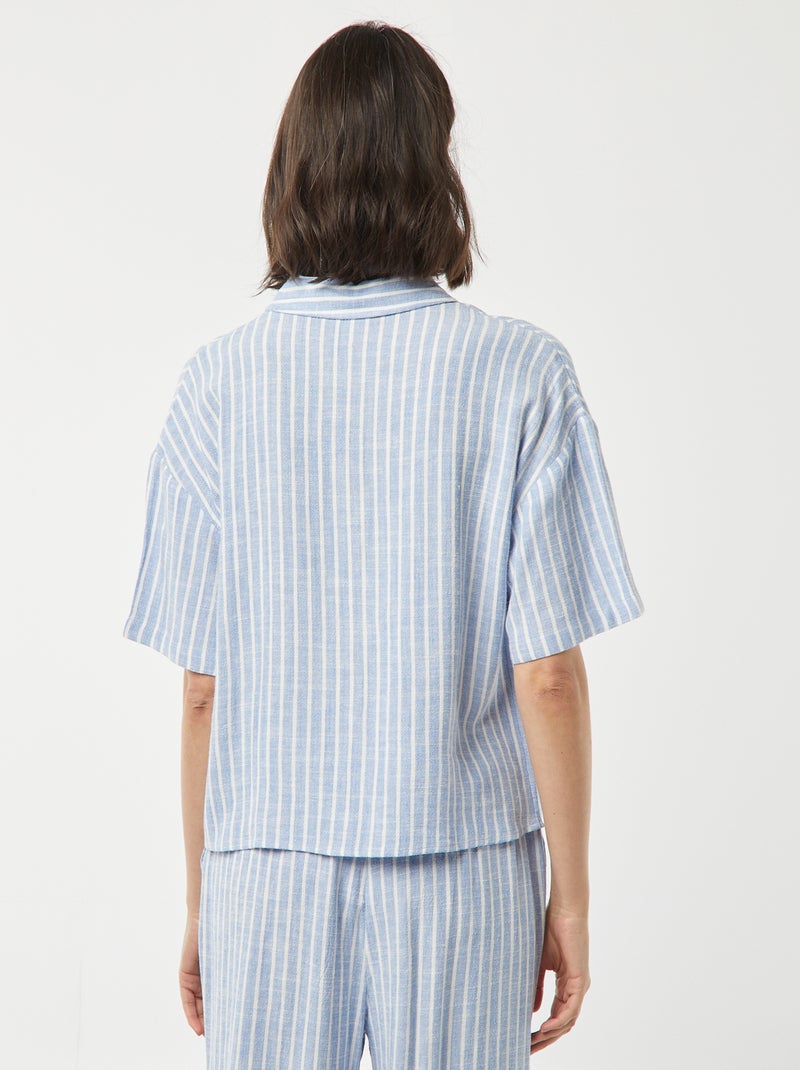 Oversized linnen blouse BLAUW - Kiabi