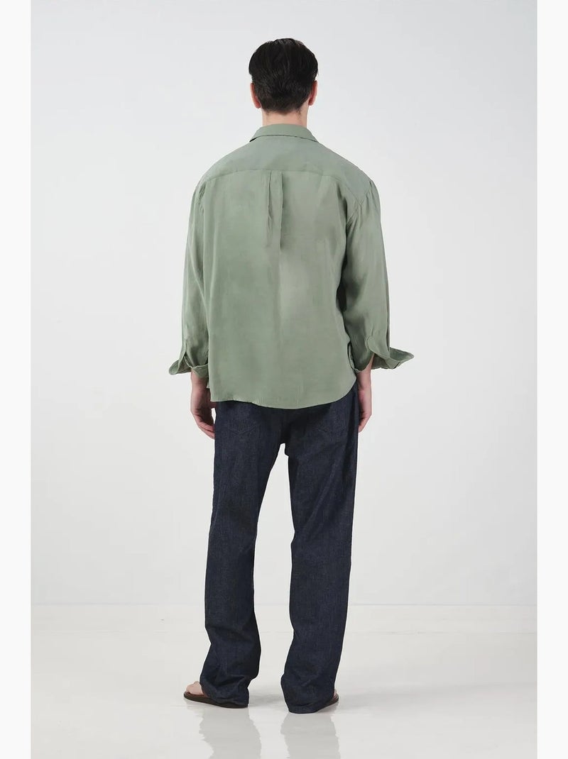 Oversized overhemd met lange mouwen en knoopsluiting giesto Muntgroen - Kiabi