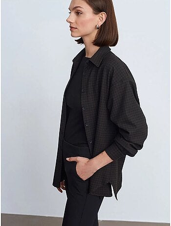 Oversized overhemd met microdessin en lange mouwen dilvin