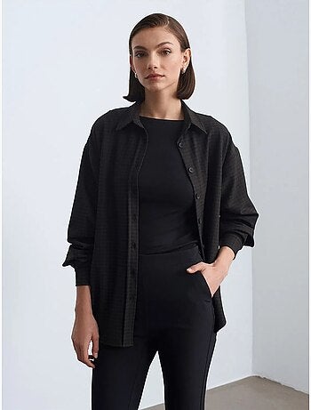 Oversized overhemd met microdessin en lange mouwen dilvin