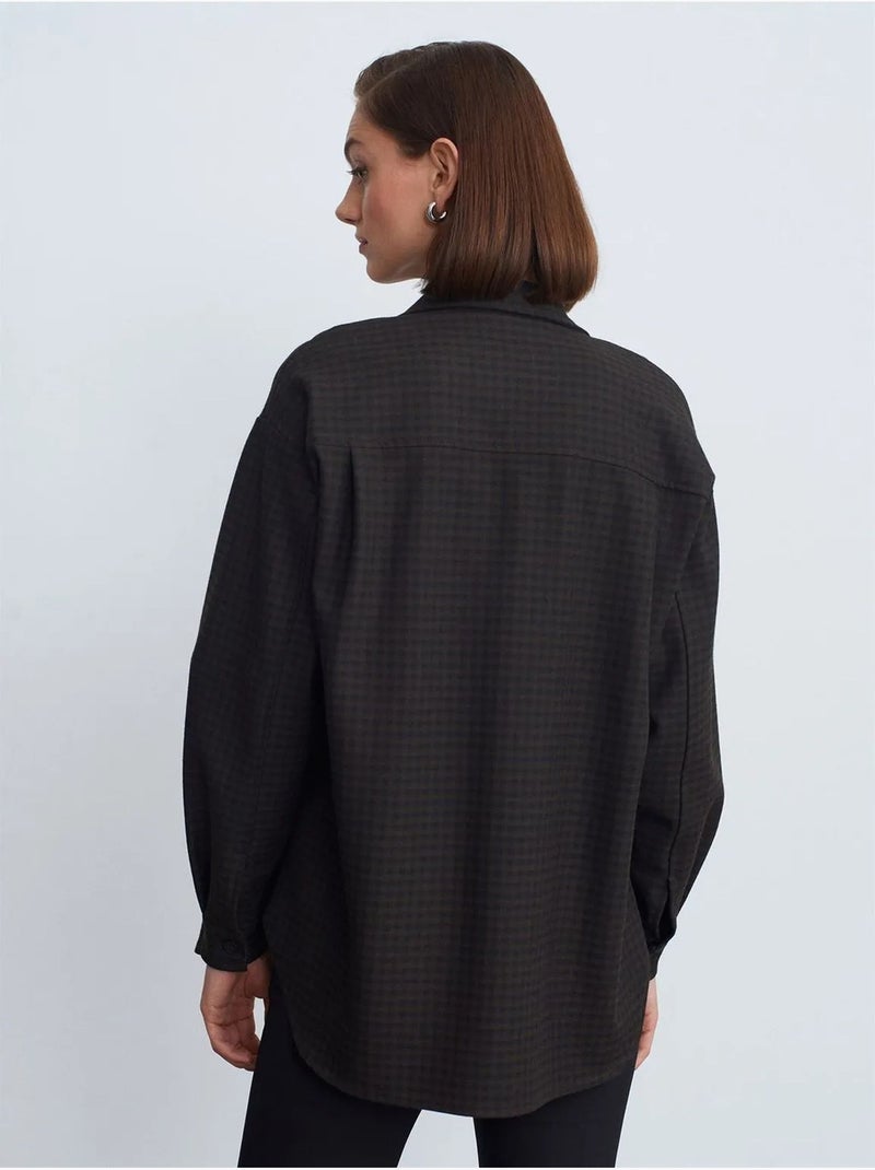 Oversized overhemd met microdessin en lange mouwen dilvin Donkergrijs - Kiabi