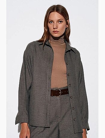 Oversized overhemd met microdessin en lange mouwen dilvin