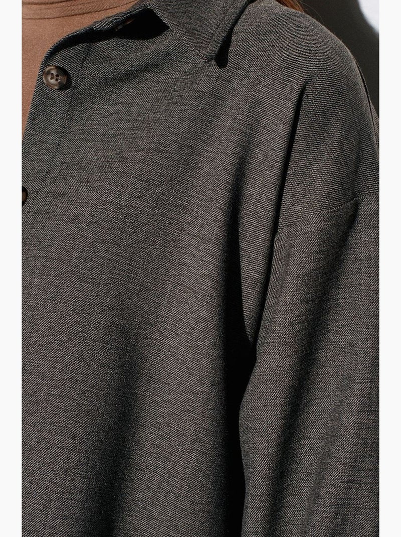 Oversized overhemd met microdessin en lange mouwen dilvin Grijs Zwart - Kiabi