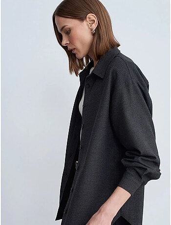 Oversized overhemd met microdessin en lange mouwen dilvin