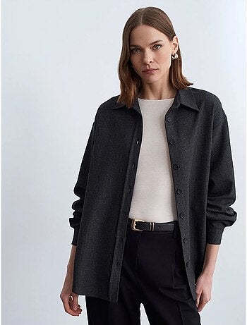 Oversized overhemd met microdessin en lange mouwen dilvin