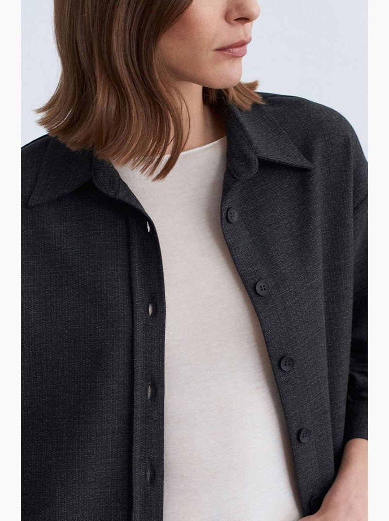 Oversized overhemd met microdessin en lange mouwen dilvin Middengrijs - Kiabi