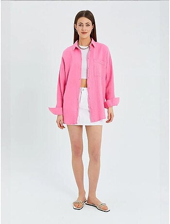 Oversized overhemd met zakdetail mixray