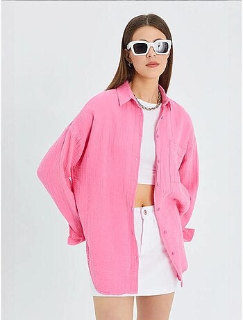 Oversized overhemd met zakdetail mixray