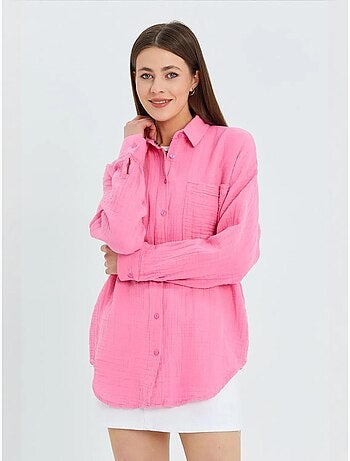 Oversized overhemd met zakdetail mixray
