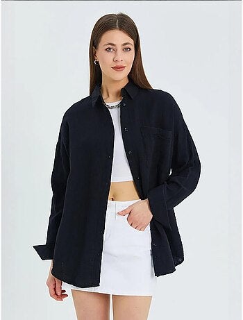 Oversized overhemd met zakdetail mixray