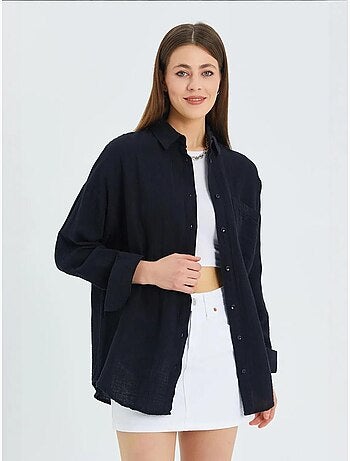 Oversized overhemd met zakdetail mixray