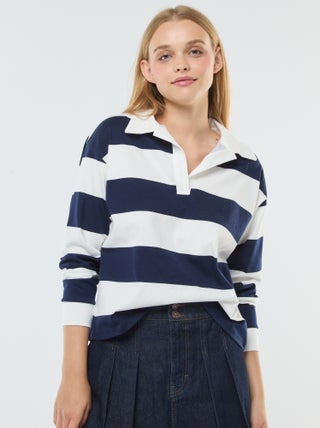 Oversized polo-T-shirt met strepen