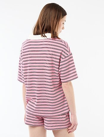 Oversized poloshirt van badstof