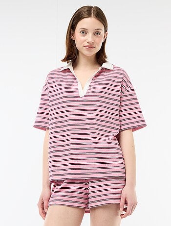 Oversized poloshirt van badstof