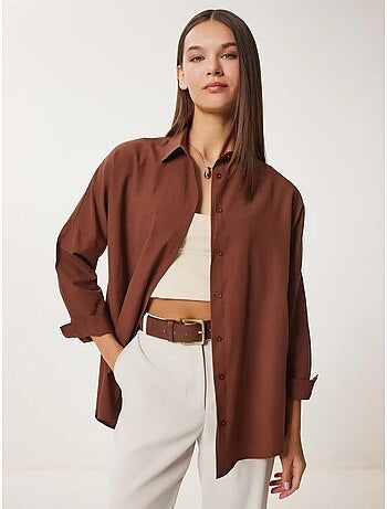 Oversized poplin overhemd met knopen en lange mouwen istanbul