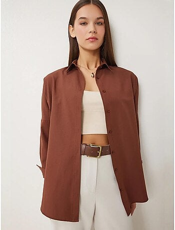 Oversized poplin overhemd met knopen en lange mouwen istanbul