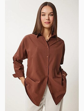 Oversized poplin overhemd met knopen en lange mouwen istanbul