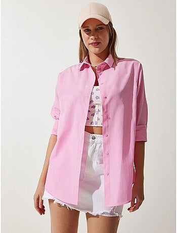 Oversized poplin overhemd met knopen en lange mouwen istanbul