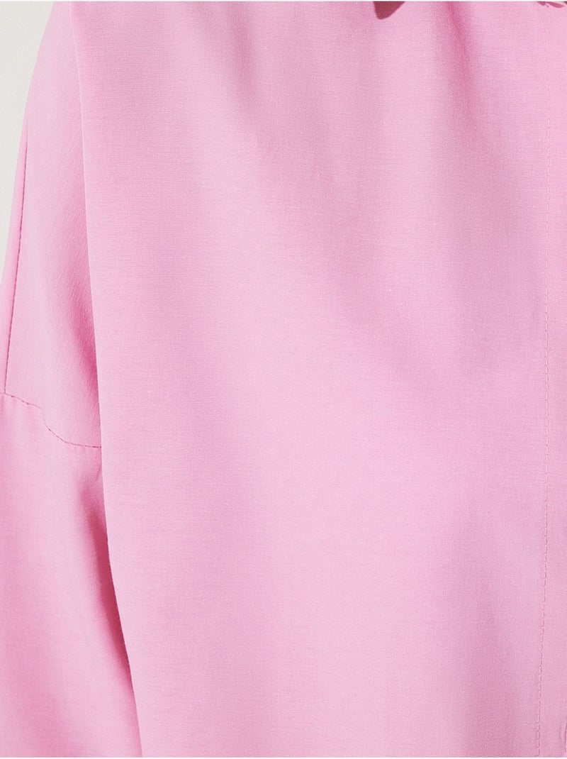 Oversized poplin overhemd met knopen en lange mouwen istanbul Fluorroze/Solinotes - Kiabi