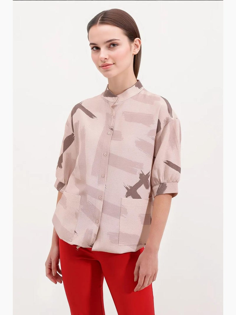 Oversized shirt met patroon bdart Klei-beige - Kiabi