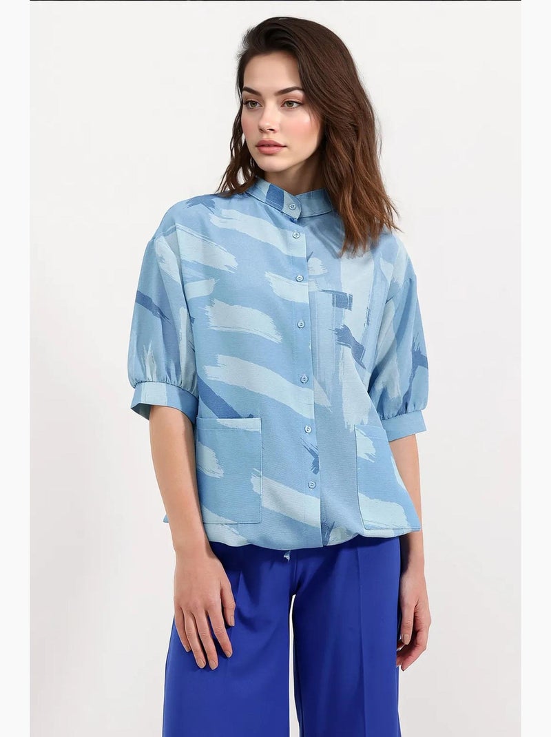 Oversized shirt met patroon bdart Lichtblauw - Kiabi