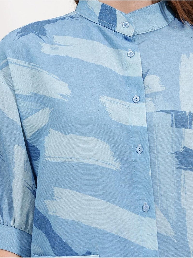 Oversized shirt met patroon bdart Lichtblauw - Kiabi